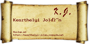 Keszthelyi Jolán névjegykártya