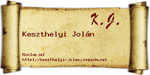 Keszthelyi Jolán névjegykártya
